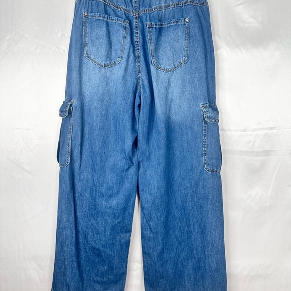 Curve Appeal Cargo Wide Leg Blue Jeans Relaxed Size 12/31 - Picture 8 of 13